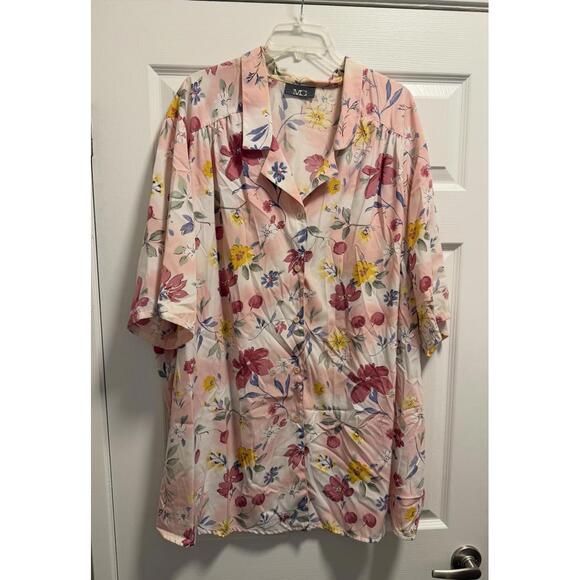 Floral MG Button-Up Lounge Shirt – Cozy & Chic Blouse - Picture 1 of 6